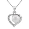 Kettingen WeLoveSilver | Zilveren Ketting Met Hanger, Hart Met Parel En Zirkonia Kristallen