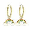 Kids Collectie WeLoveSilver | Gold Plated Oorringen Met Hanger, Regenboog