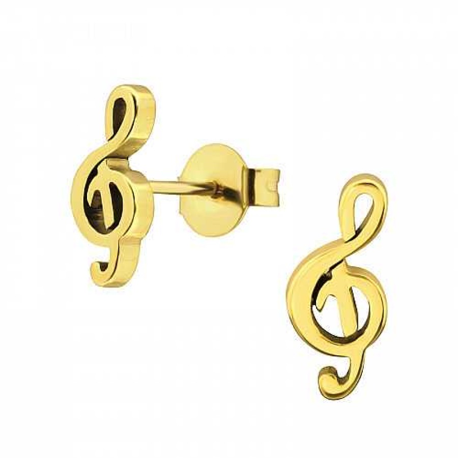 Oorbellen WeLoveSilver | Gold Plated Oorstekers, G Sleutel