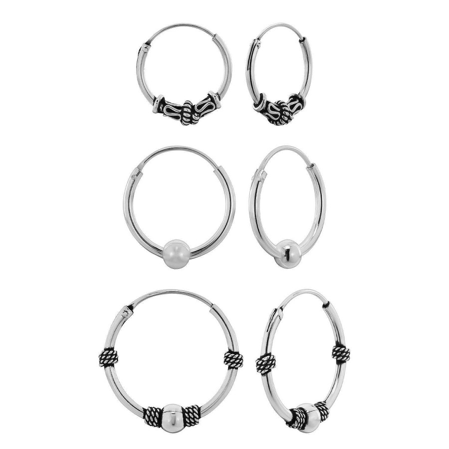 Oorbellen WeLoveSilver | Oorbellen Set, Bali Hoops Met Kringeltjes En Bolletjes En Basic Oorringen