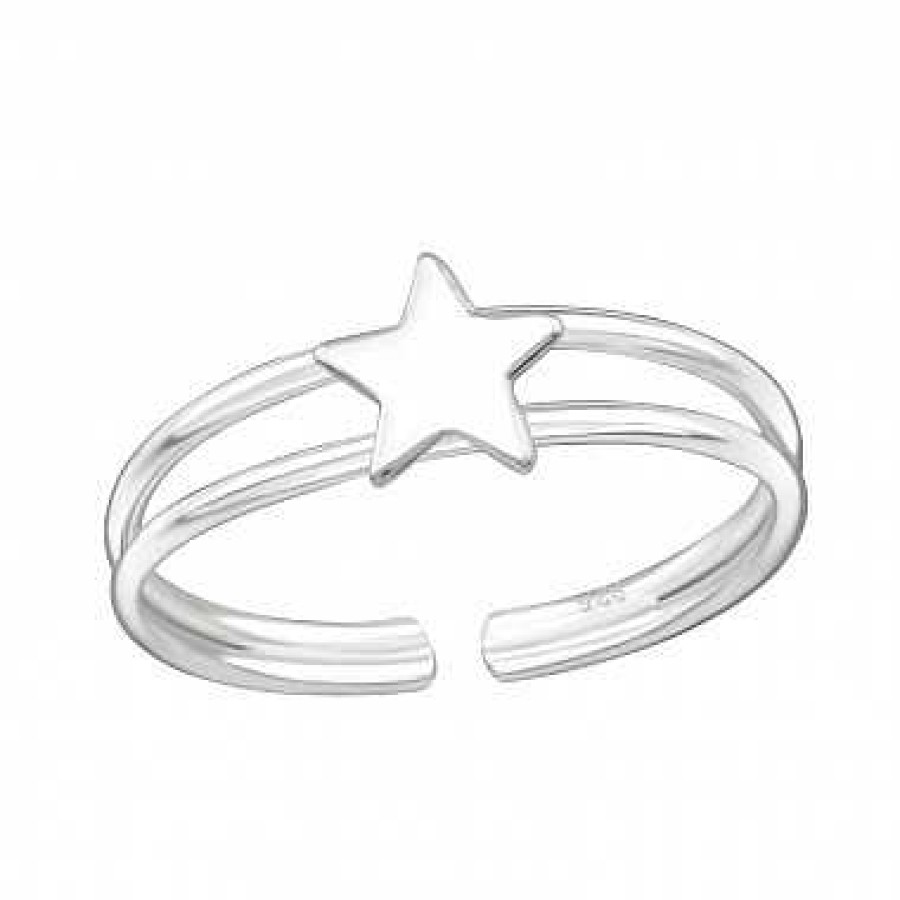 Ringen WeLoveSilver | Zilveren Teenring, Dubbele Band Met Ster