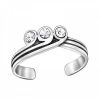 Ringen WeLoveSilver | Zilveren Teenring, Tiaravorm Met Drie Kristallen