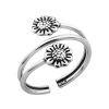 Ringen WeLoveSilver | Zilveren Teenring, Drie Banden En Bloemetjes