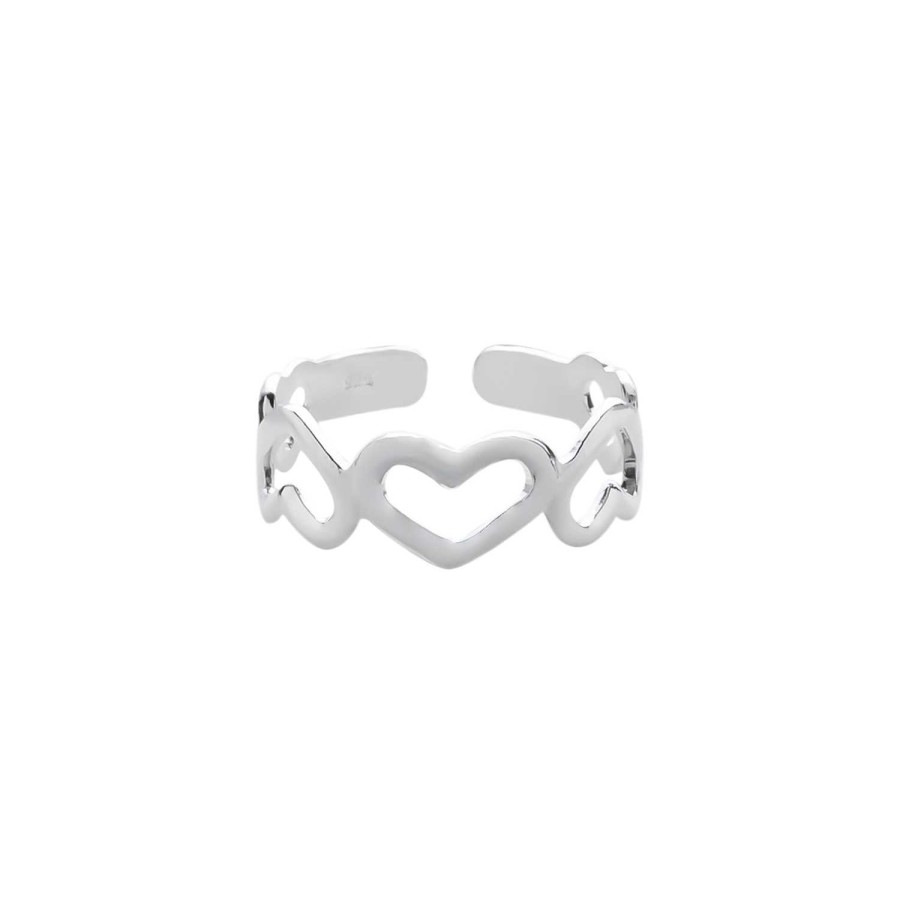 Ringen WeLoveSilver | Zilveren Teenring Met Hartjes