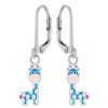 Kids Collectie WeLoveSilver | Zilveren Oorhangers, Blauwe Giraf Met Roze Vlekken