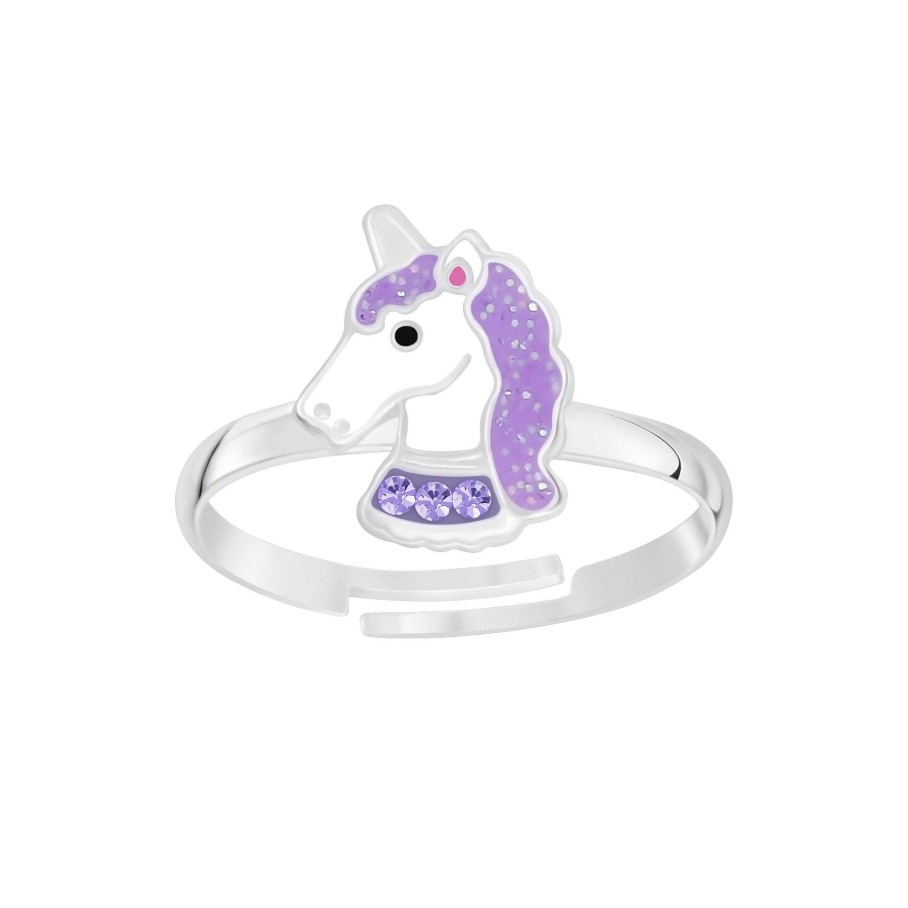 Kids Collectie WeLoveSilver | Zilveren Ring Met Paarse Eenhoorn