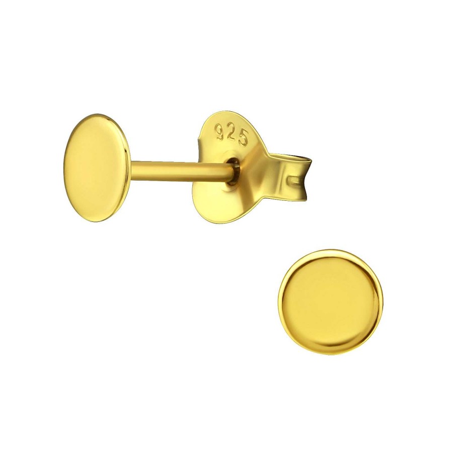 Oorbellen WeLoveSilver | Gold Plated Oorstekers, Schijfje