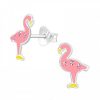 Kids Collectie WeLoveSilver | Zilveren Oorstekers, Roze Flamingo