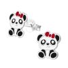 Kids Collectie WeLoveSilver | Zilveren Oorstekers, Panda Met Rode Strik