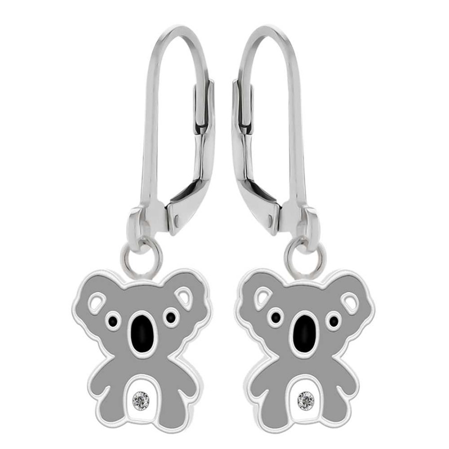 Kids Collectie WeLoveSilver | Zilveren Oorhangers, Koala Met Kristal