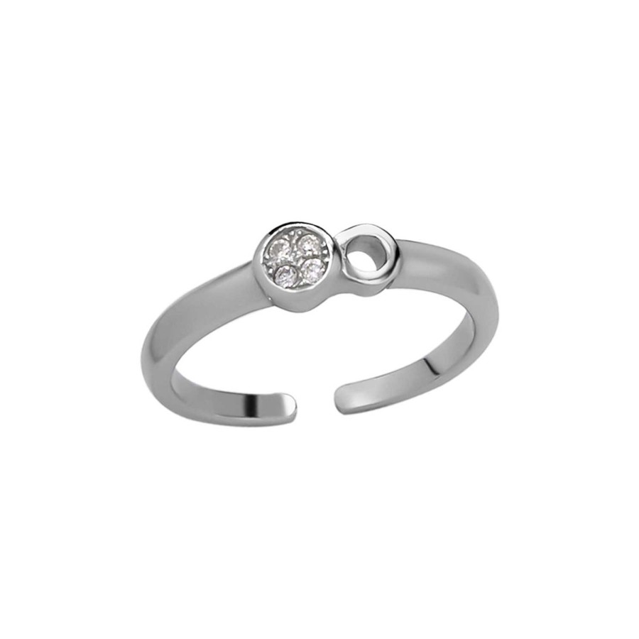 Ringen WeLoveSilver | Zilveren Teenring, Gaatje En Kristalletjes