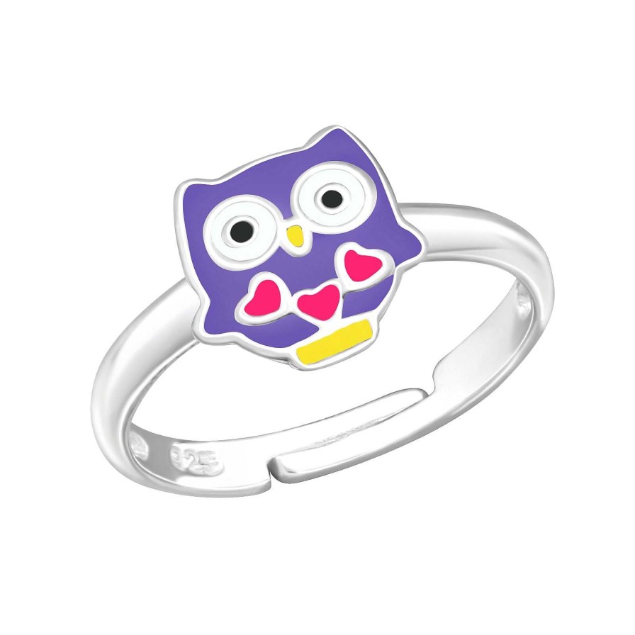 Kids Collectie WeLoveSilver | Zilveren Ring Met Paars Uiltje