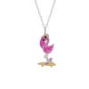 Kids Collectie WeLoveSilver | Zilveren Ketting Met Hanger, Flamingo Op Skateboard