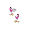 Kids Collectie WeLoveSilver | Zilveren Oorstekers, Flamingo Op Skateboard