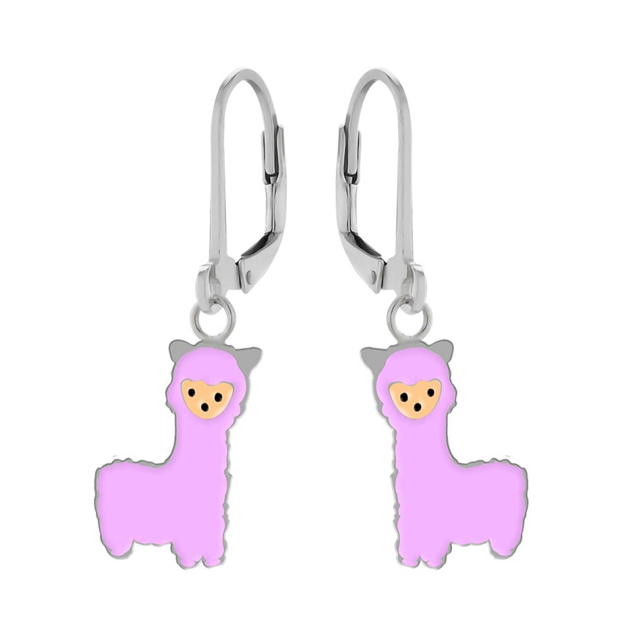 Kids Collectie WeLoveSilver | Zilveren Oorhangers, Lila Alpaca