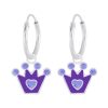 Kids Collectie WeLoveSilver | Zilveren Oorringen, Paars Kroontje Met Violet