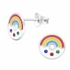 Kids Collectie WeLoveSilver | Zilveren Oorstekers, Regenboog Donut Met Kristallen