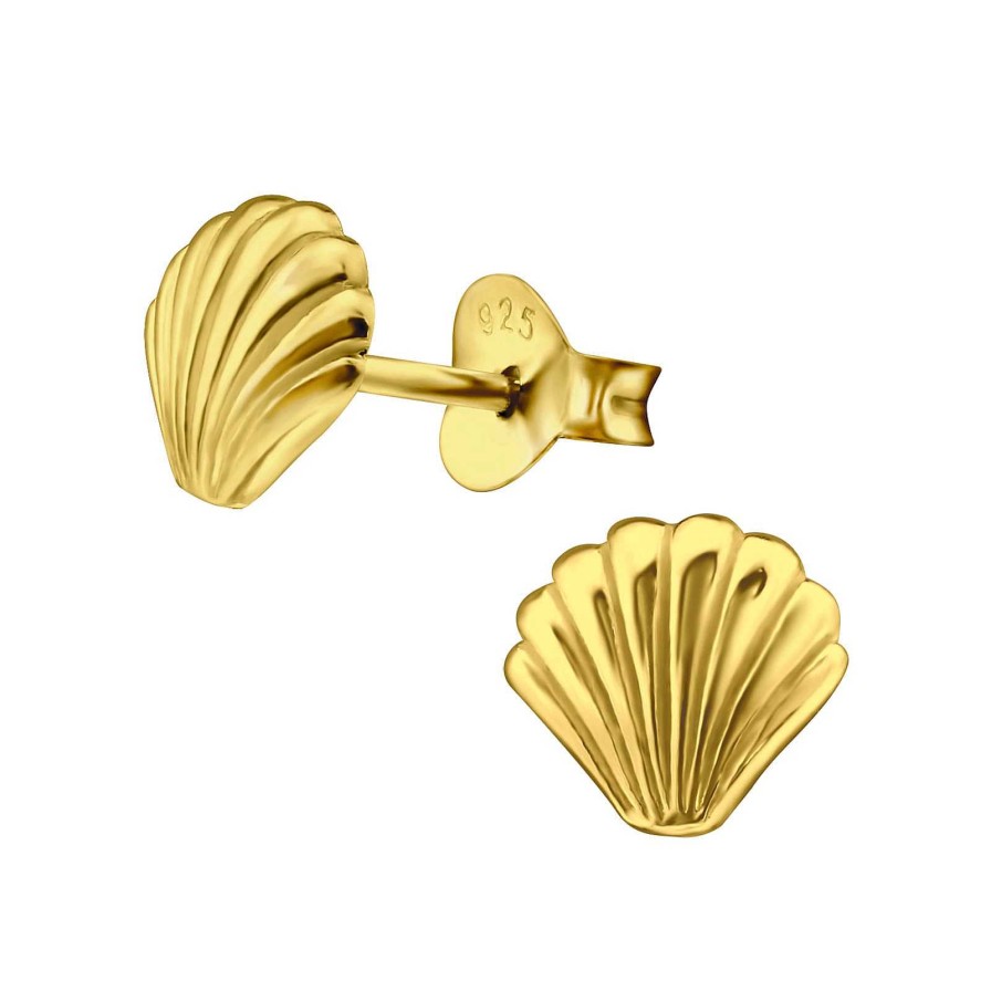 Oorbellen WeLoveSilver | Gold Plated Oorstekers, Schelp