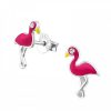 Kids Collectie WeLoveSilver | Zilveren Oorstekers, Flamingo Met Kristal