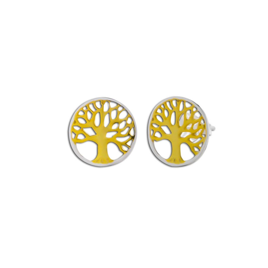 Oorbellen WeLoveSilver | Gold Plated Oorstekers, Tree Of Life