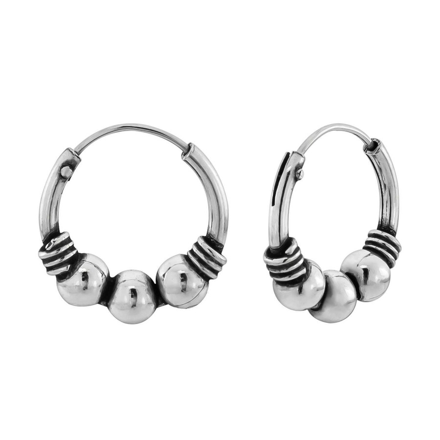 Oorbellen WeLoveSilver | Zilveren Oorringen, Bali Hoops, Drie Bolletjes