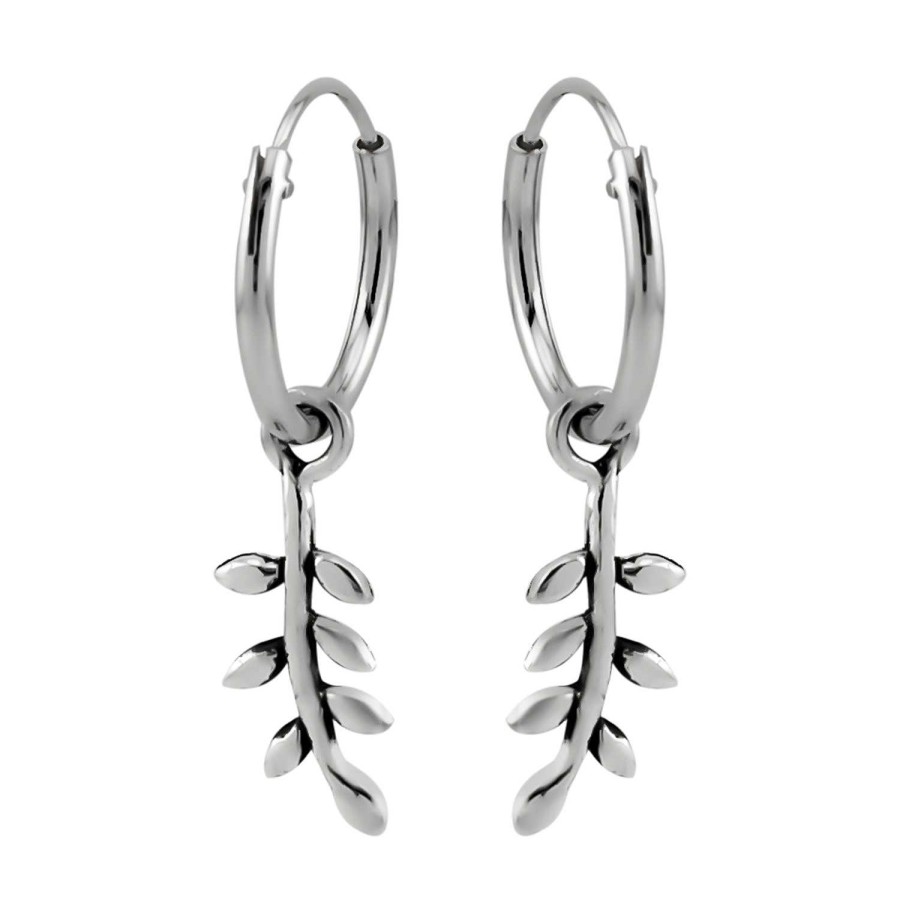 Oorbellen WeLoveSilver | Zilveren Oorringen Met Hanger, Takje Met Blaadjes