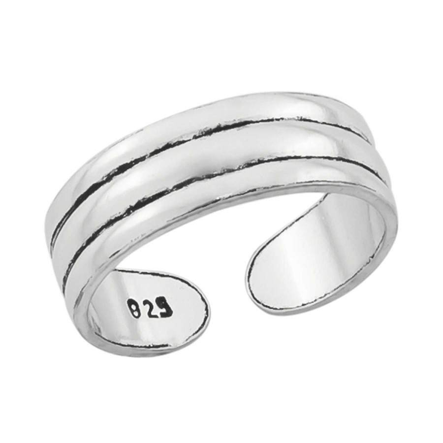 Ringen WeLoveSilver | Zilveren Teenring, Gladde Band Met Twee Lijnen