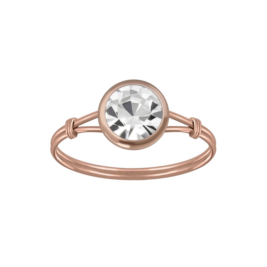 Ringen WeLoveSilver | Rose Gold Plated Ring Met Kleurloos Kristal