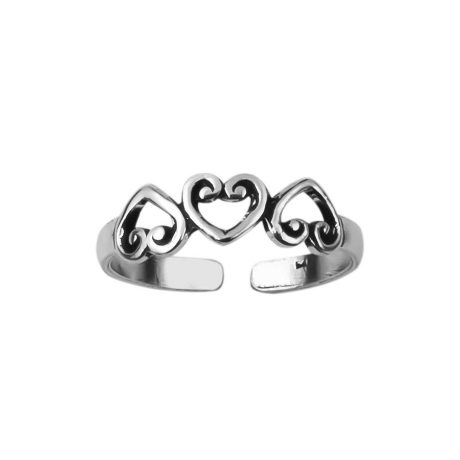 Ringen WeLoveSilver | Zilveren Teenring Met Drie Hartjes