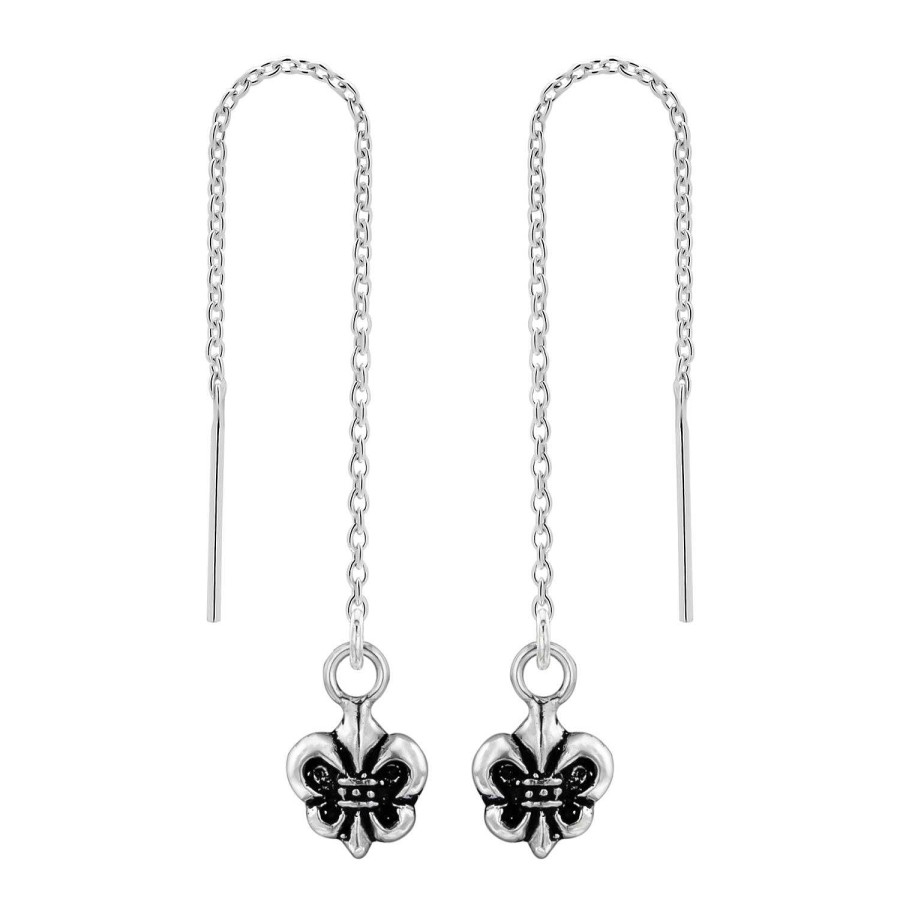 Oorbellen WeLoveSilver | Zilveren Chain Oorbellen, Fleur De Lis