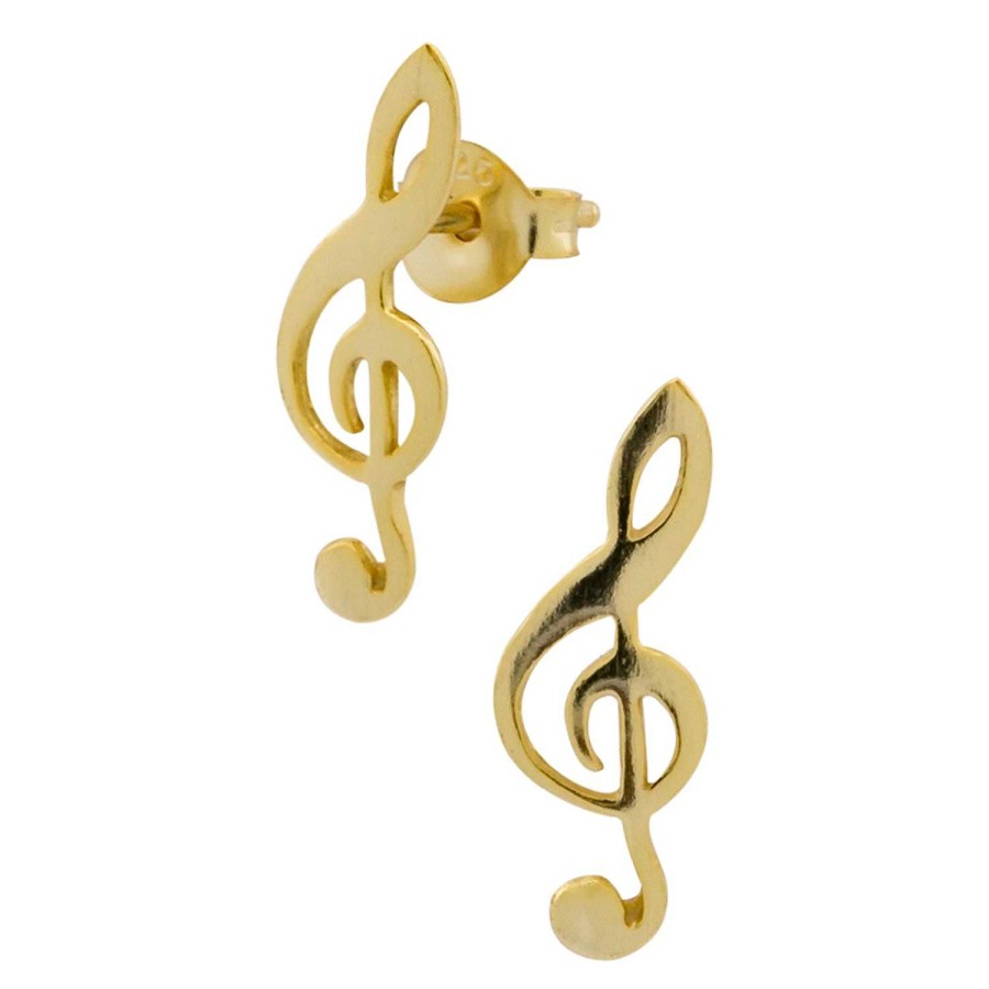 Oorbellen WeLoveSilver | Gold Plated Oorstekers, Muzieknoot