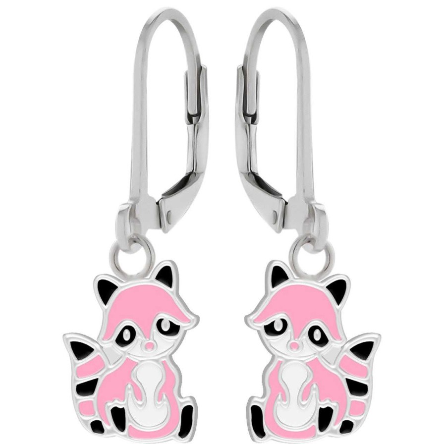 Kids Collectie WeLoveSilver | Zilveren Oorhangers, Roze Wasbeer