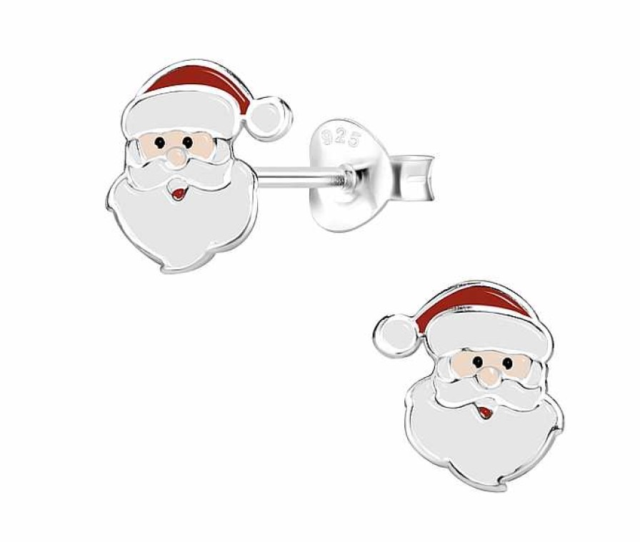 Kids Collectie WeLoveSilver | Zilveren Oorstekers, Vrolijke Kerstman