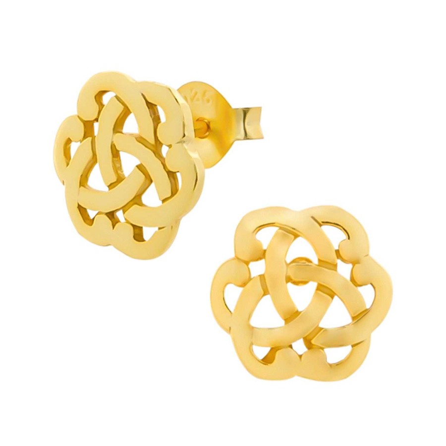 Oorbellen WeLoveSilver | Gold Plated Oorstekers, Opengewerkte Bloemvorm