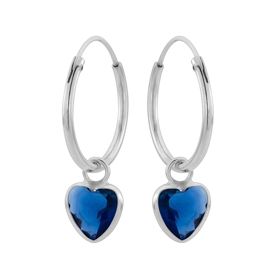 Oorbellen WeLoveSilver | Zilveren Oorringen Met Hanger, Hartvormige Cubic Zirkonia Steen Kleur Capri Blue