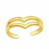 Ringen WeLoveSilver | Gold Plated Teenringen, Dubbele Band Met Punt