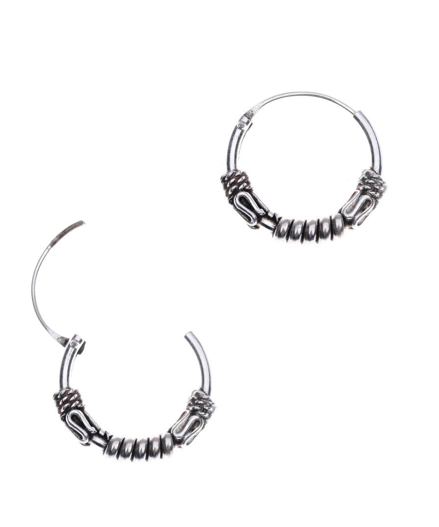 Oorbellen WeLoveSilver | Zilveren Oorringen, Bali Hoop 16 Mm Met Slingertjes, Spiralen, Draaiingen