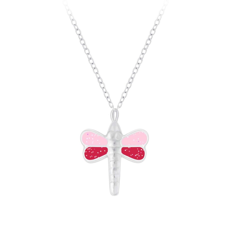 Kids Collectie WeLoveSilver | Zilveren Ketting, Roze Libelle