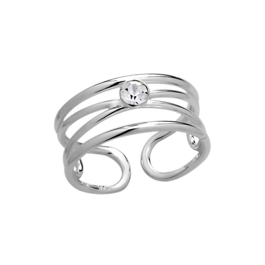 Ringen WeLoveSilver | Zilveren Teenring, Breed Opengewerkt Met Kristal