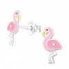 Kids Collectie WeLoveSilver | Zilveren Oorstekers, Roze Flamingo Met Kristal