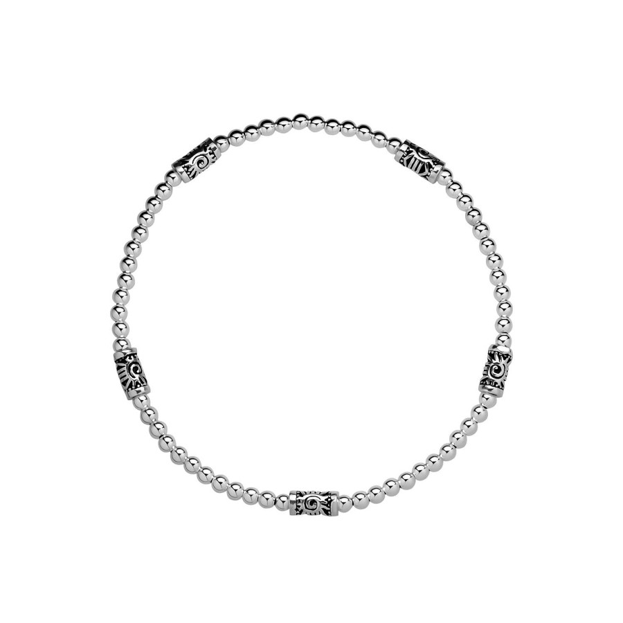 Armbanden WeLoveSilver | Zilveren Armband Met Bewerkte Langwerpige Kralen