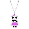 Kids Collectie WeLoveSilver | Zilveren Ketting Met Hanger, Panda Met Roze Rokje En Strikje