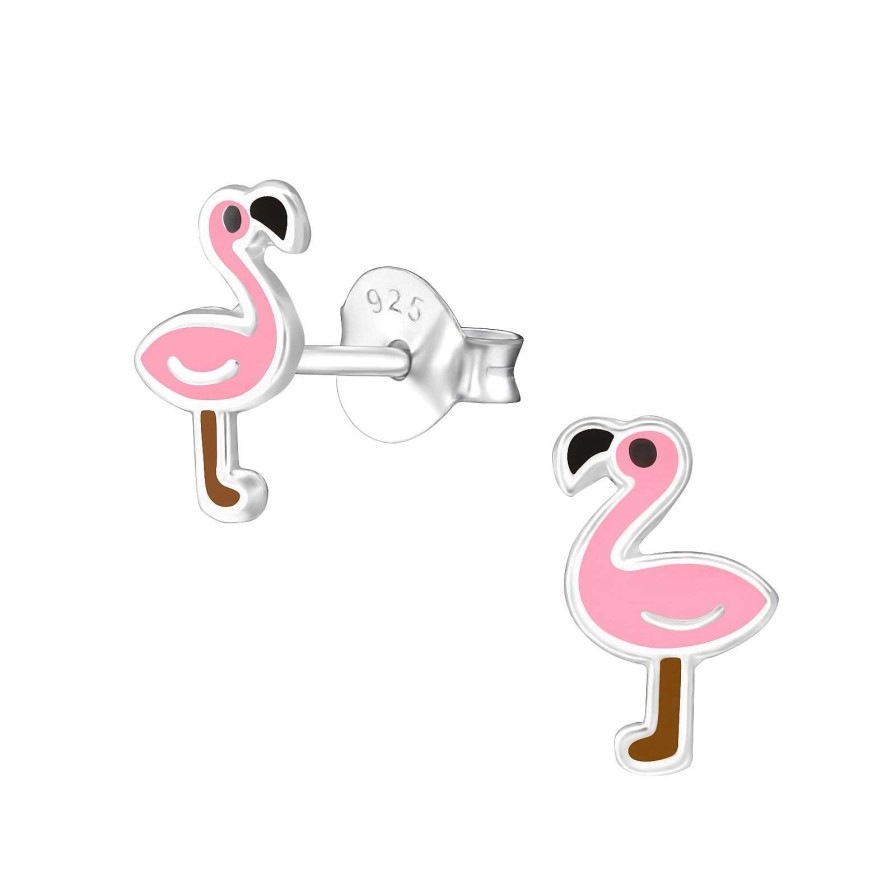 Kids Collectie WeLoveSilver | Roze Flamingo Oorstekers