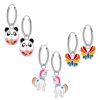 Kids Collectie WeLoveSilver | Set Van Zilveren Oorringen Met Hanger, Panda Donut, Eenhoorn En Vlinder Met Regenboog Kleuren