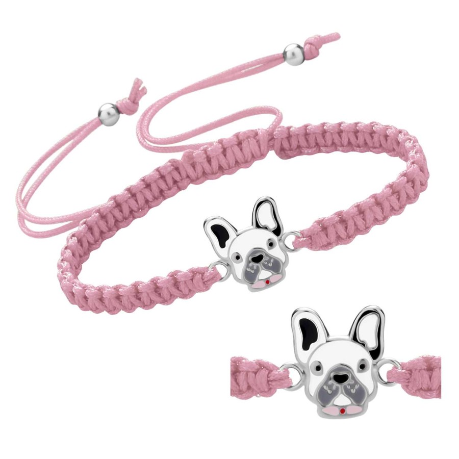 Kids Collectie WeLoveSilver | Katoenen Armband, Zilveren Hondje