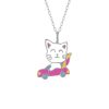 Kids Collectie WeLoveSilver | Zilveren Ketting Met Hanger, Witte Kat In Auto