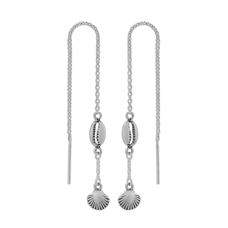 Oorbellen WeLoveSilver | Zilveren Chain Oorbellen Met Schelpjes