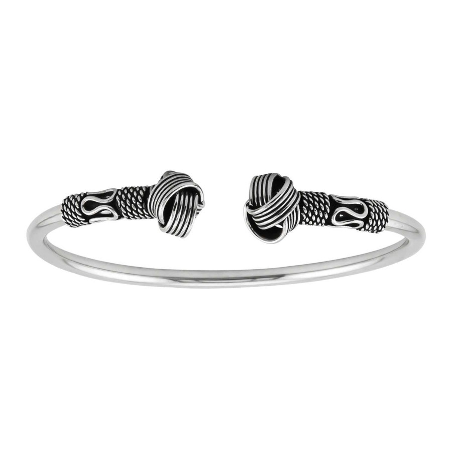 Armbanden WeLoveSilver | Zilveren Armband, Bangle In Bali Stijl Met Spiralen En Geoxideerde Knopen