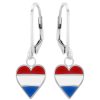 Kids Collectie WeLoveSilver | Zilveren Oorhangers, Hart Met Nederlandse Vlag