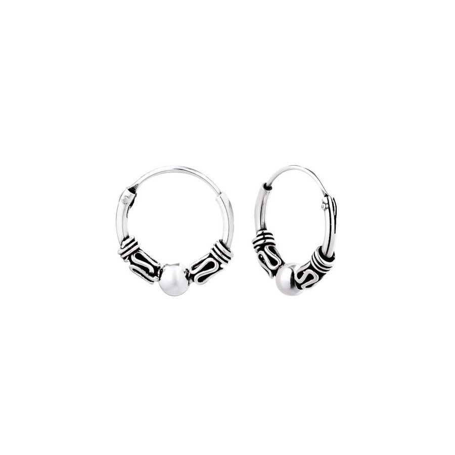 Oorbellen WeLoveSilver | Rijk Bewerkte Zilveren Bali Hoops, 14 Mm